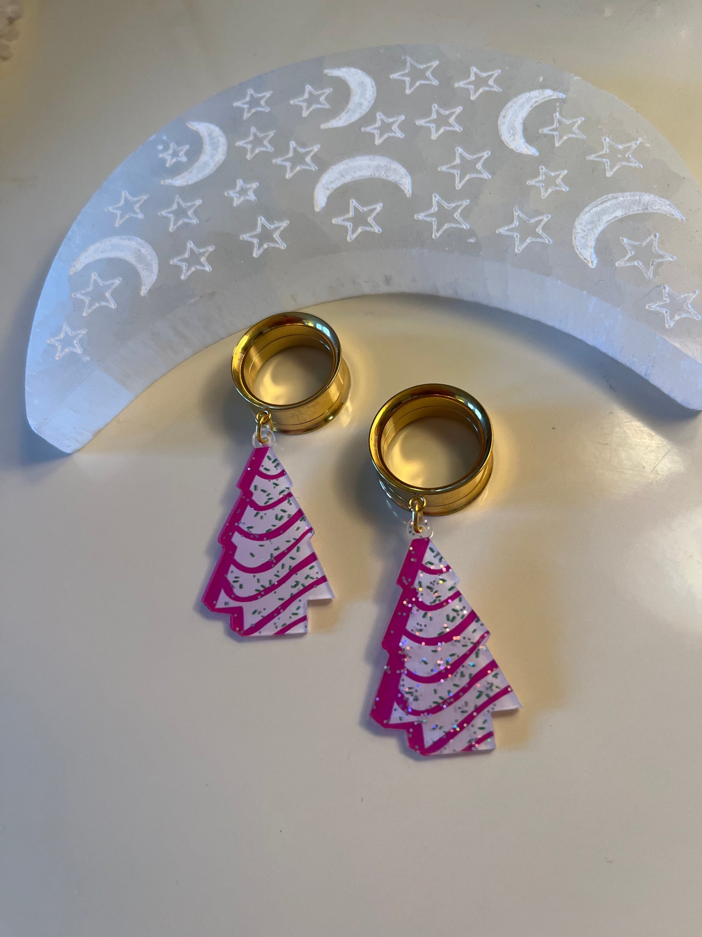 Pink Tree Dangle Plugs