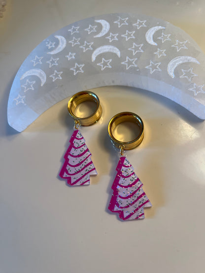 Pink Tree Dangle Plugs