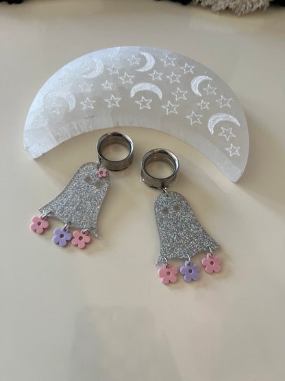 Glitter Ghost Dangle Plugs