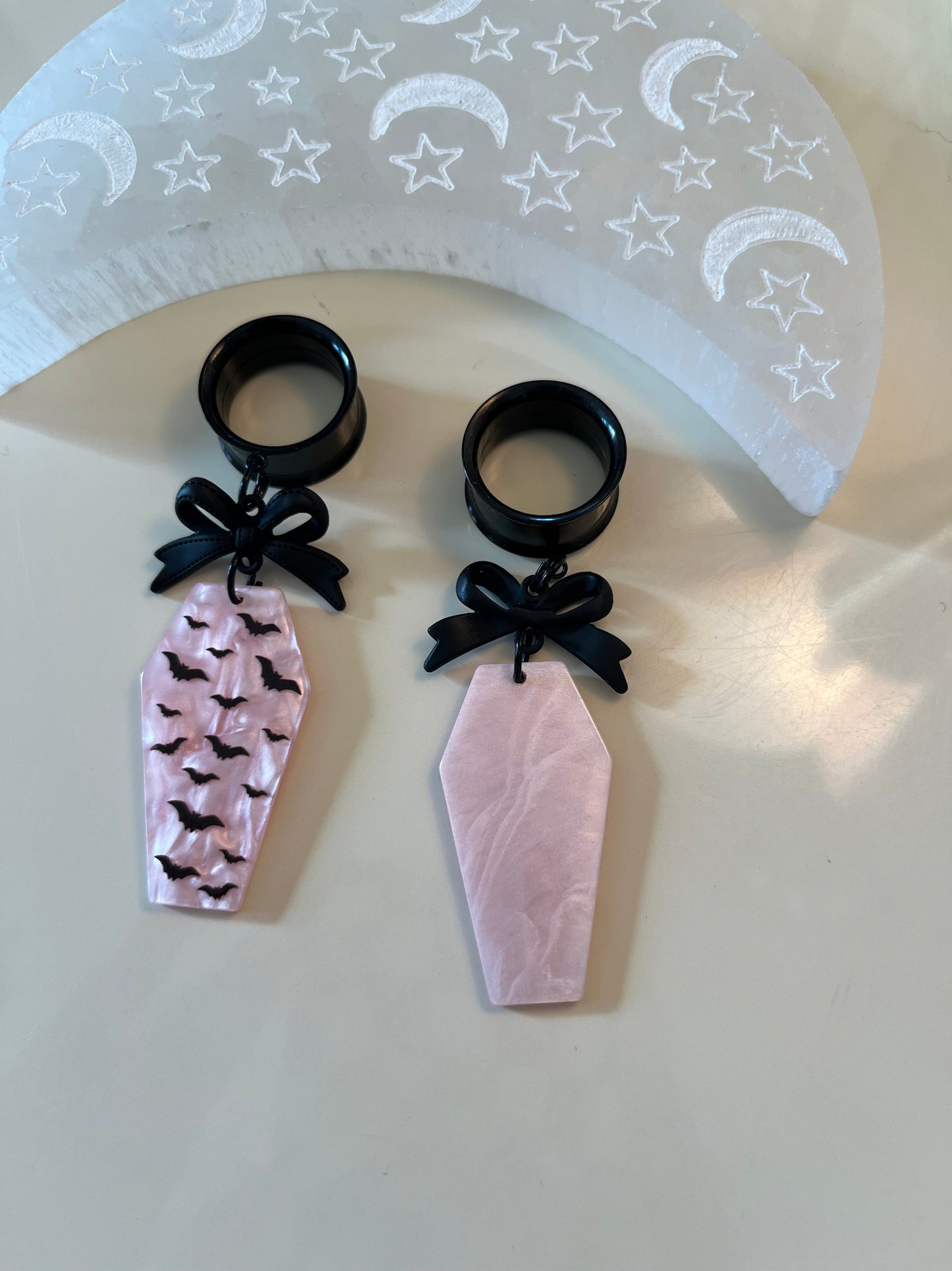 Pink Bat Coffin Dangle Plugs