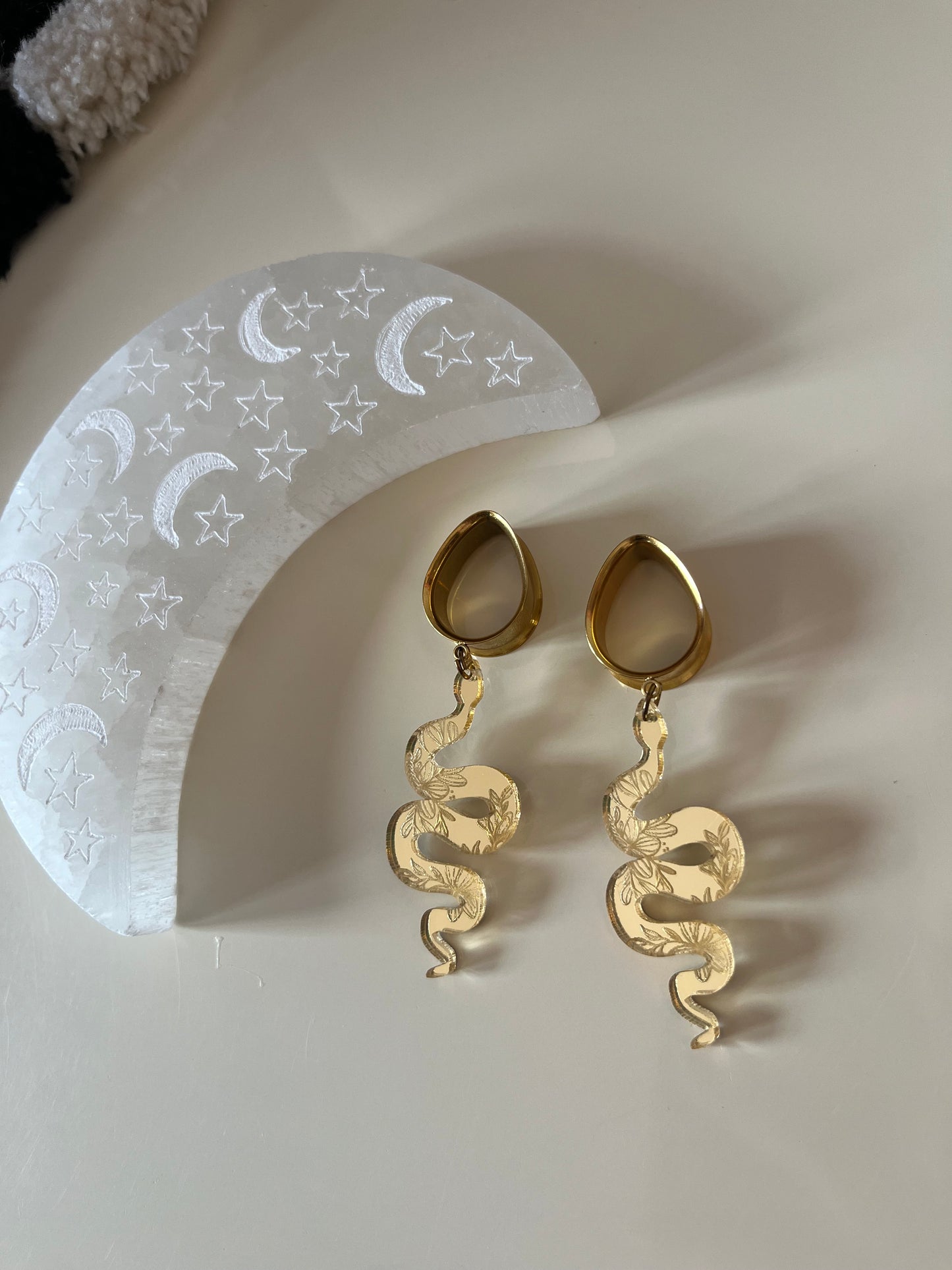 Gold Snake Dangle Plugs