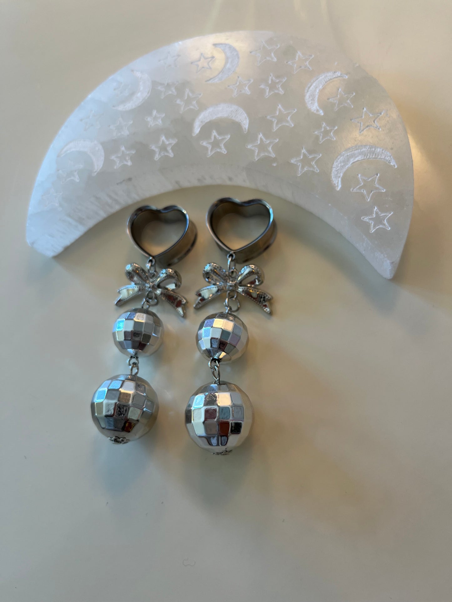 Silver Disco Ball  Dangle Plugs