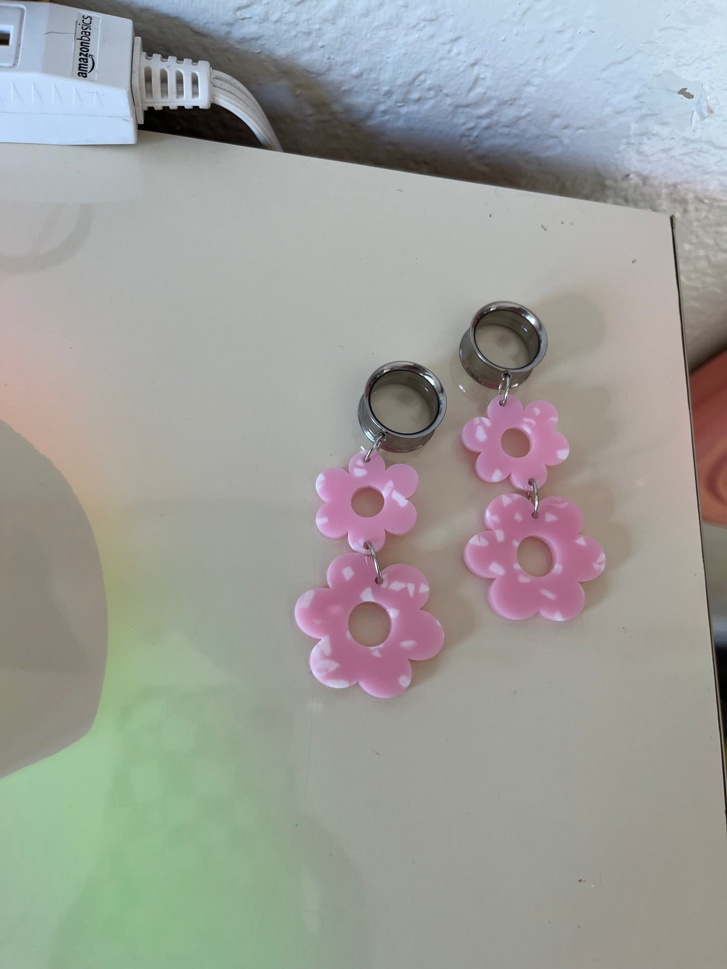 Pink Daisy Dangle Plugs