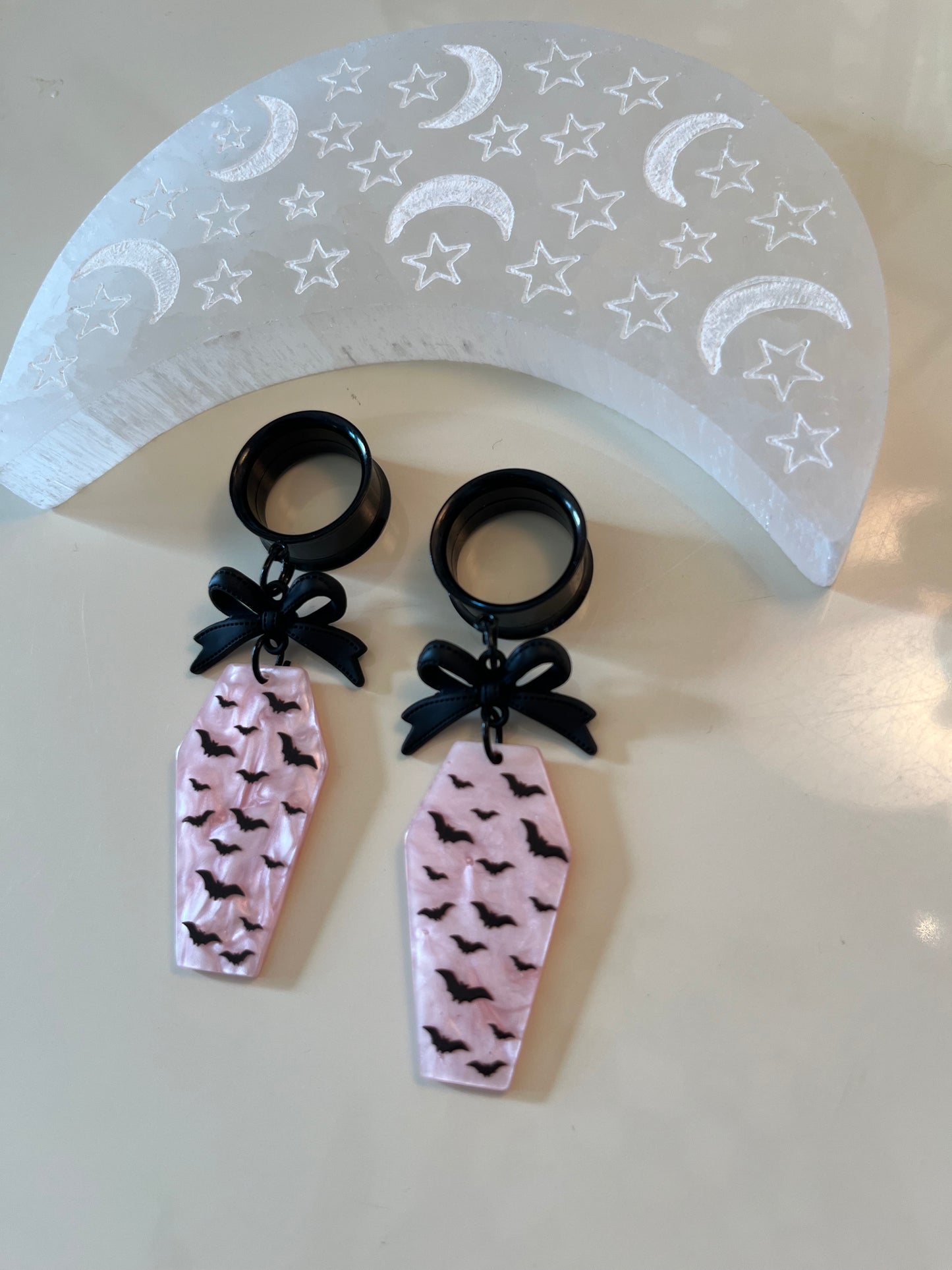 Pink Bat Coffin Dangle Plugs