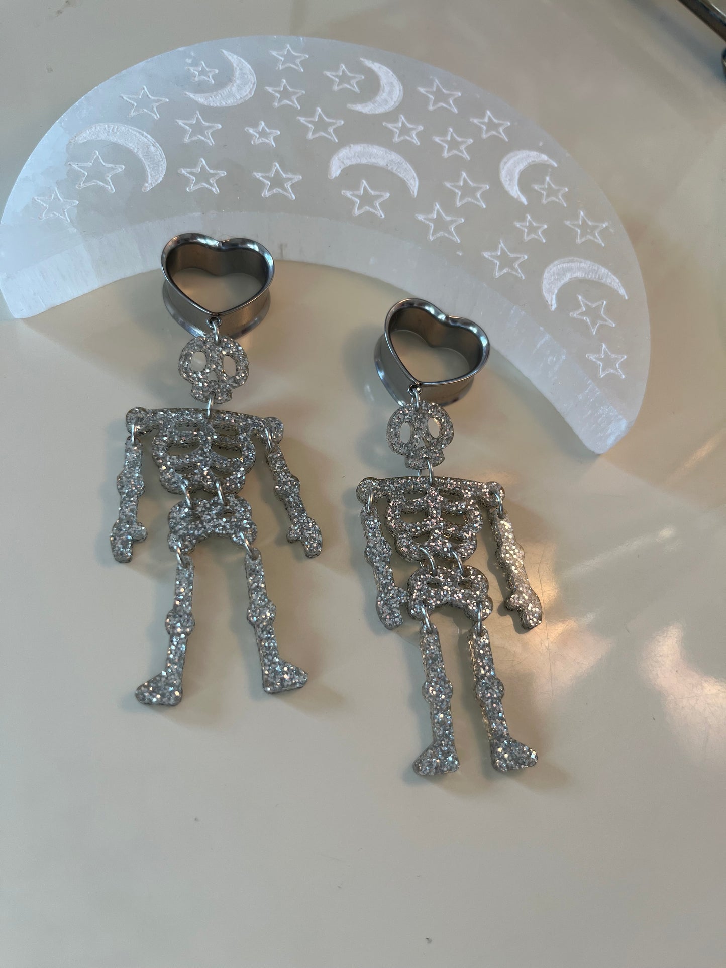 Glitter Skeleton Dangle Plugs