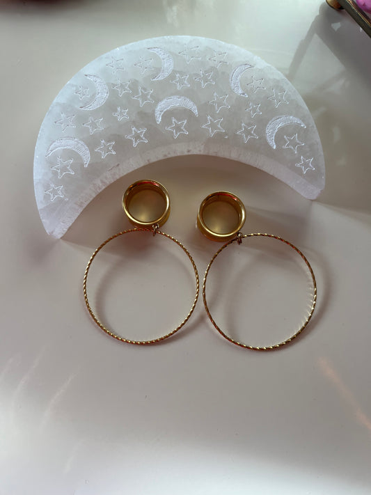 Gold Hoop Dangle Plugs