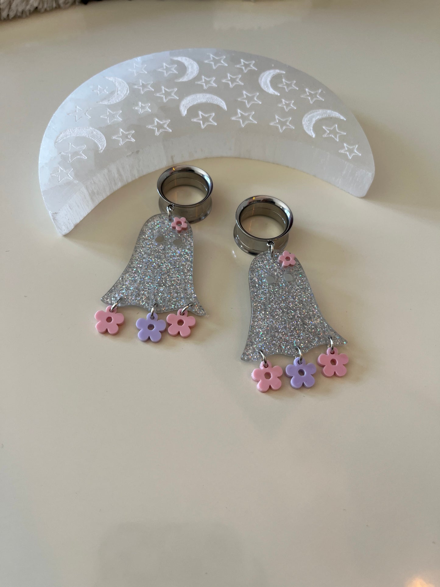 Glitter Ghost Dangle Plugs