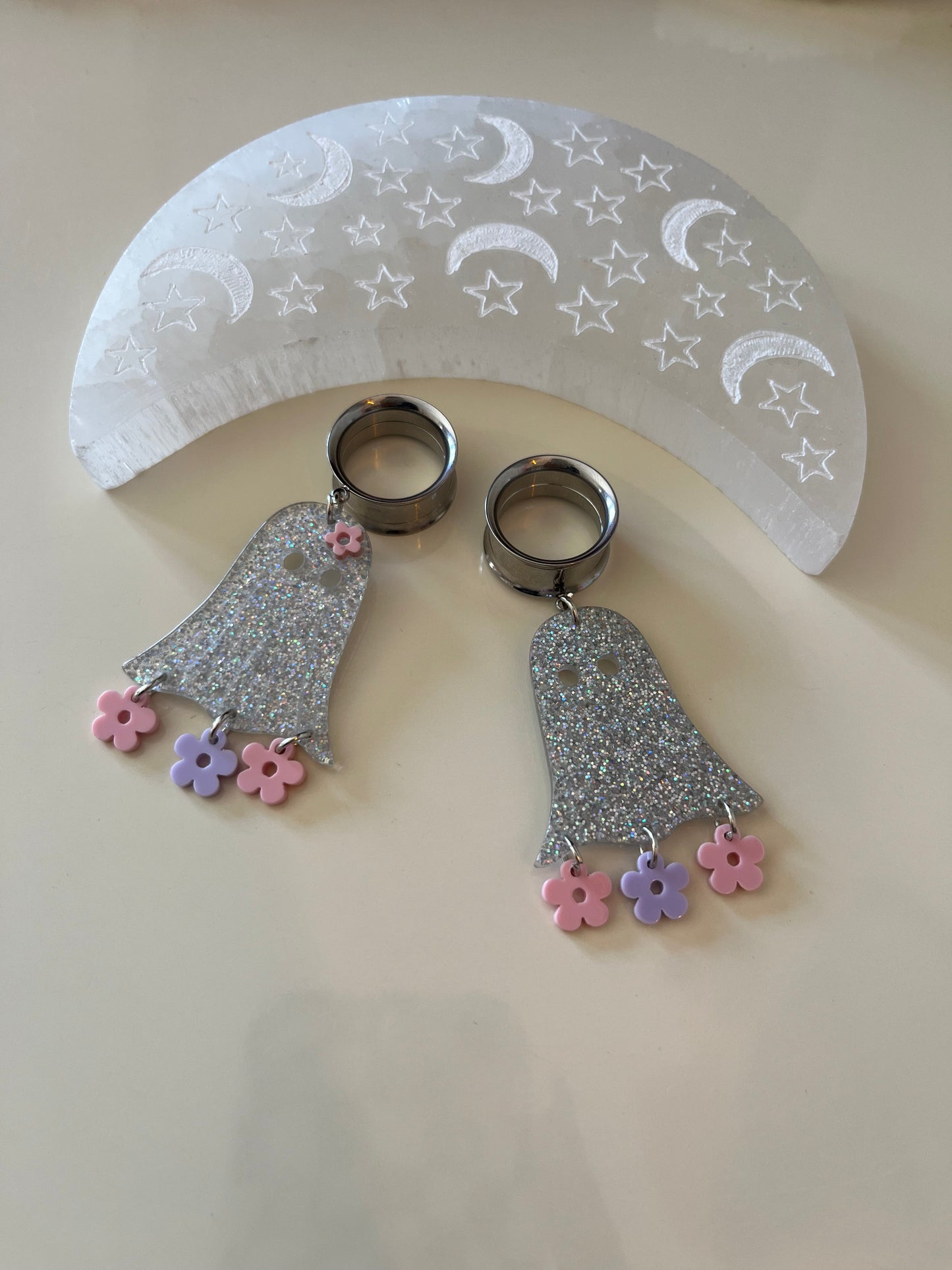 Glitter Ghost Dangle Plugs