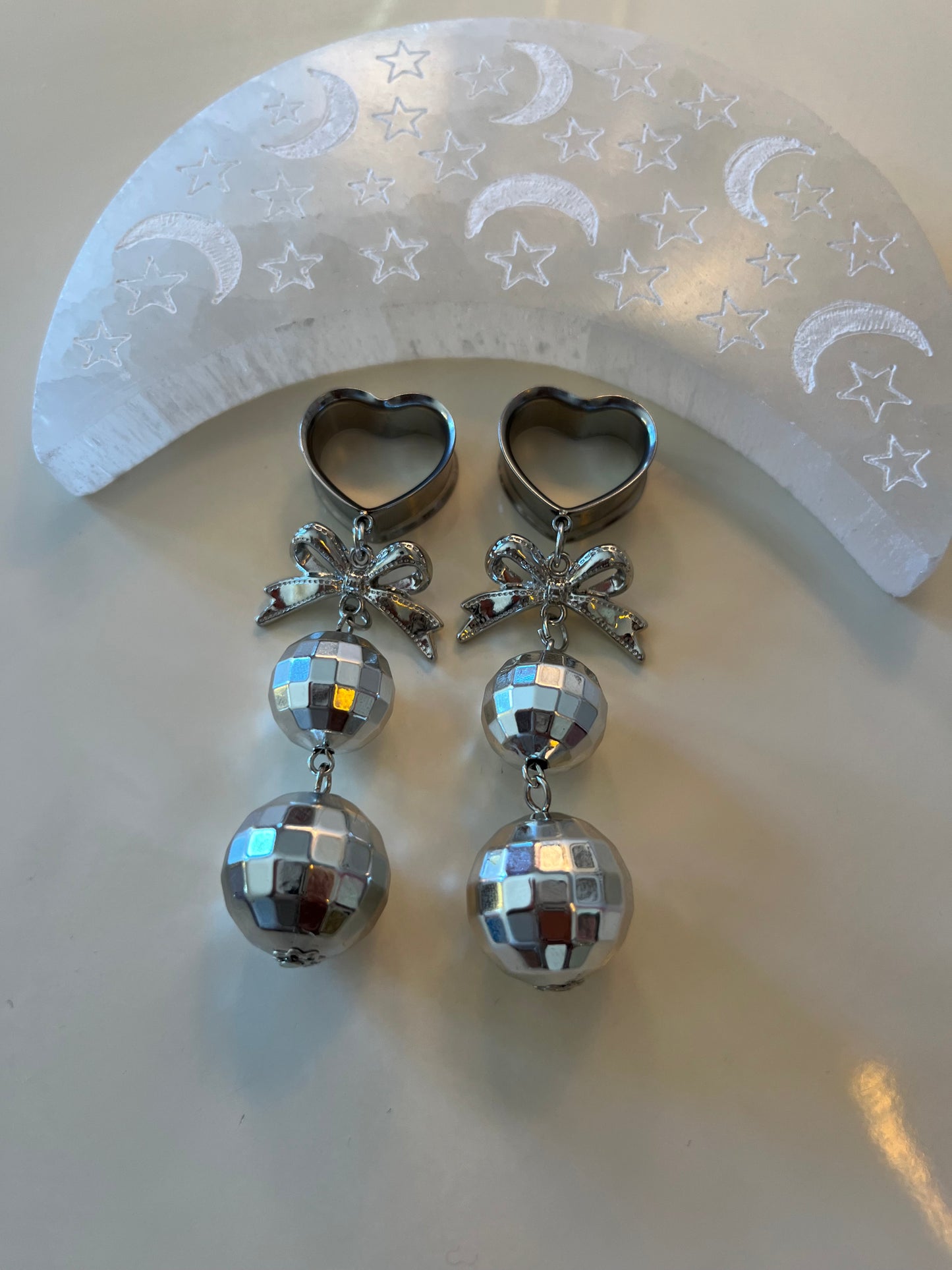 Silver Disco Ball  Dangle Plugs