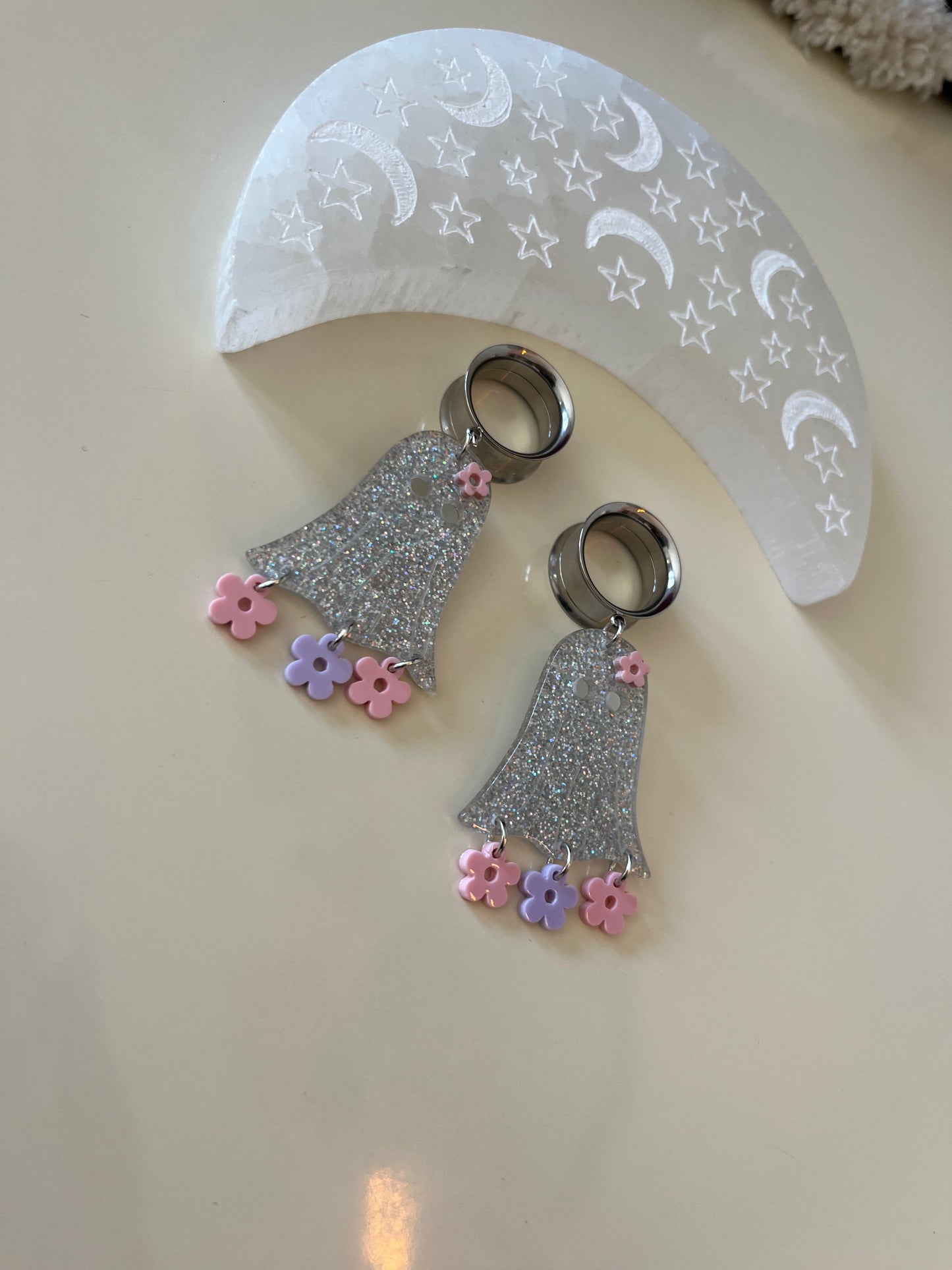 Glitter Ghost Dangle Plugs