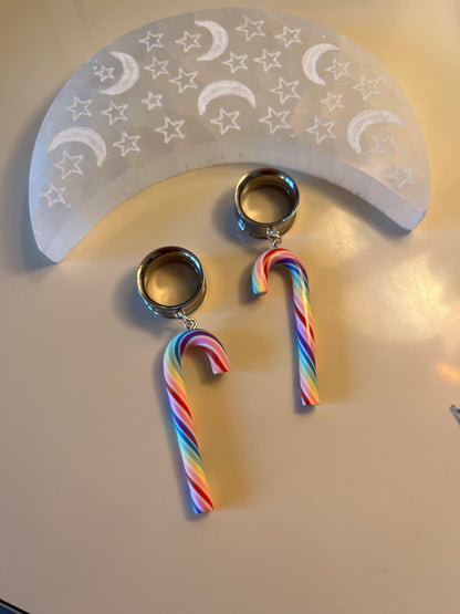 Rainbow Candy Cane Dangle Plugs