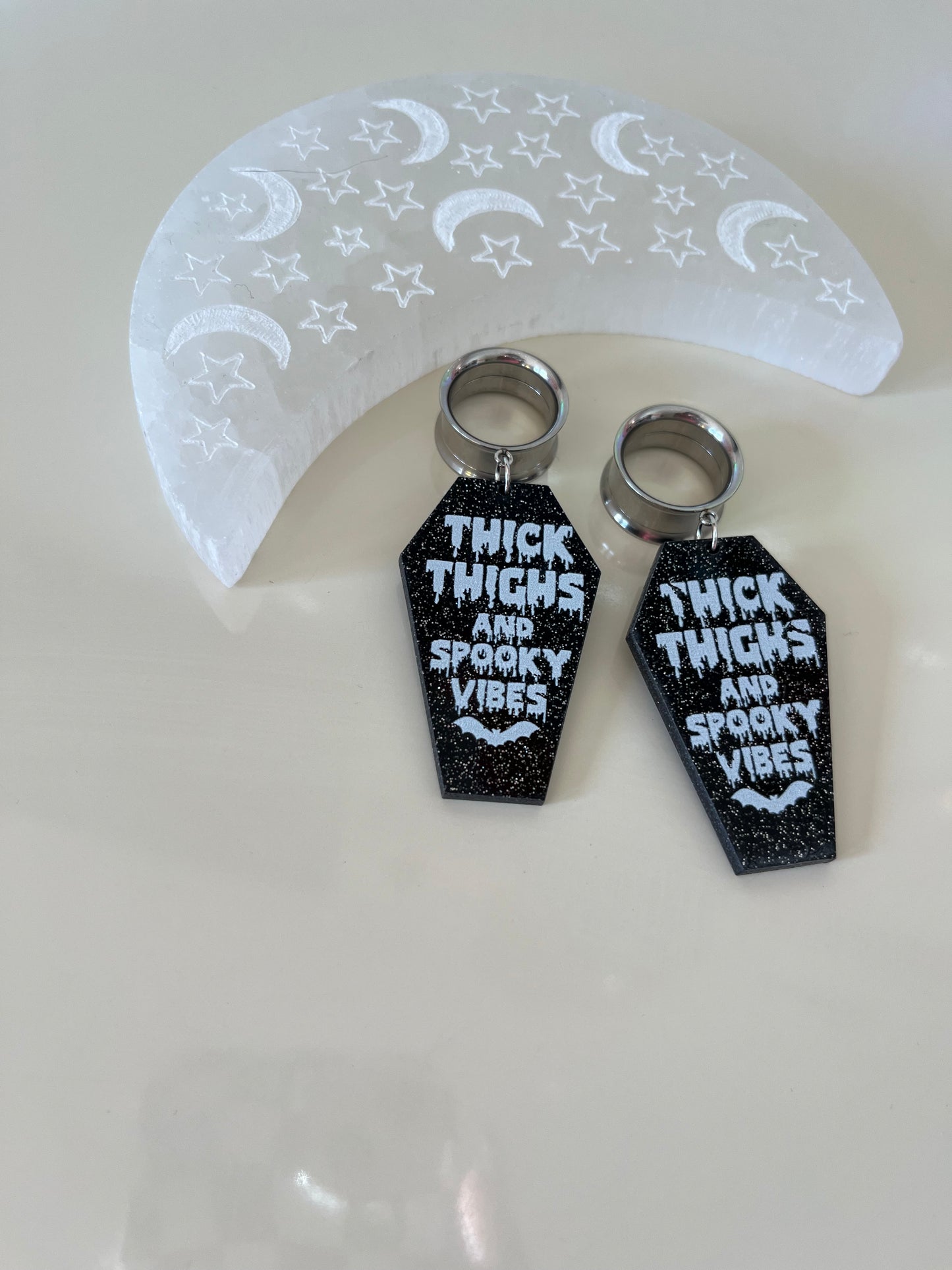 Thick Thighs & Spooky Vibes Dangle Plugs