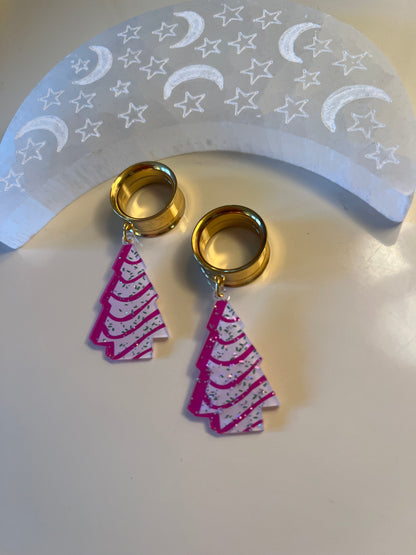 Pink Tree Dangle Plugs