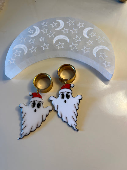 Christmas Hat Ghost Dangle Plugs