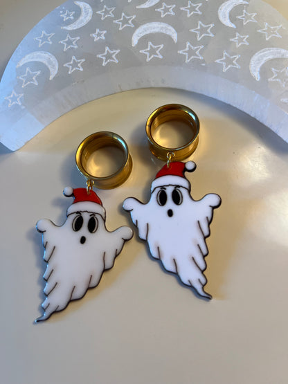 Christmas Hat Ghost Dangle Plugs