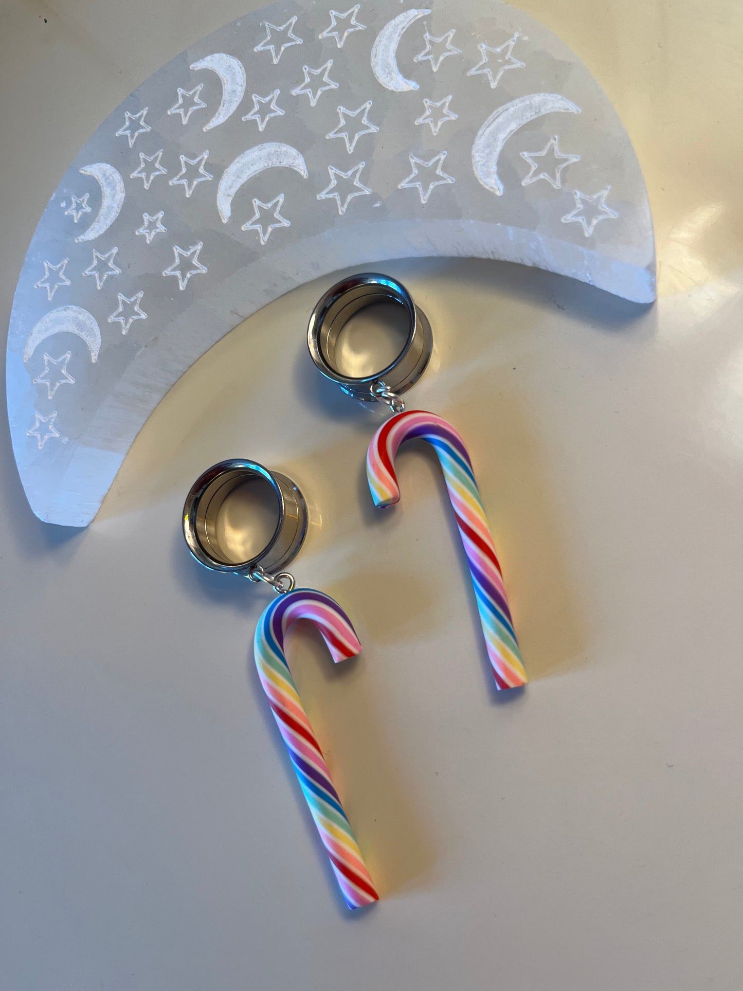 Rainbow Candy Cane Dangle Plugs