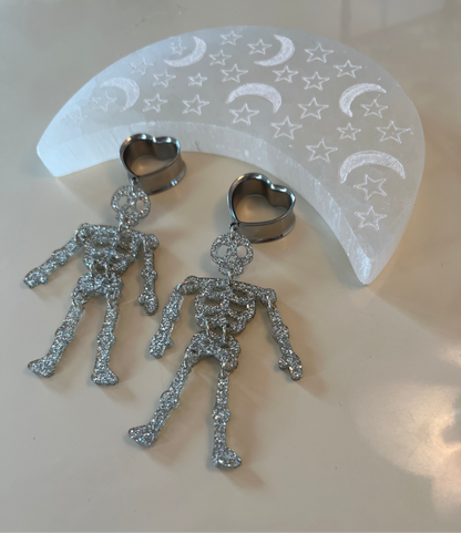 Glitter Skeleton Dangle Plugs