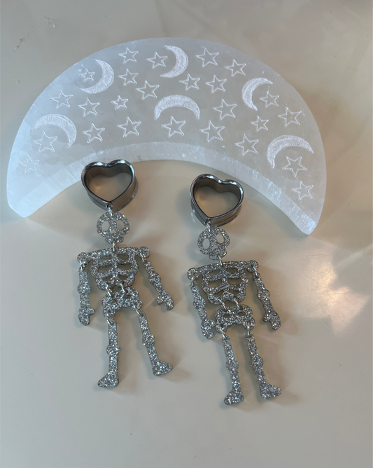 Glitter Skeleton Dangle Plugs