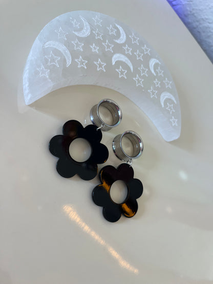 Black Daisy Dangle Plugs