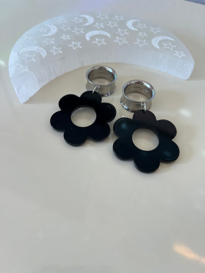 Black Daisy Dangle Plugs