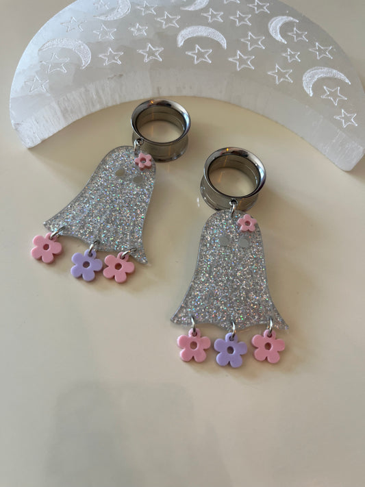 Glitter Ghost Dangle Plugs