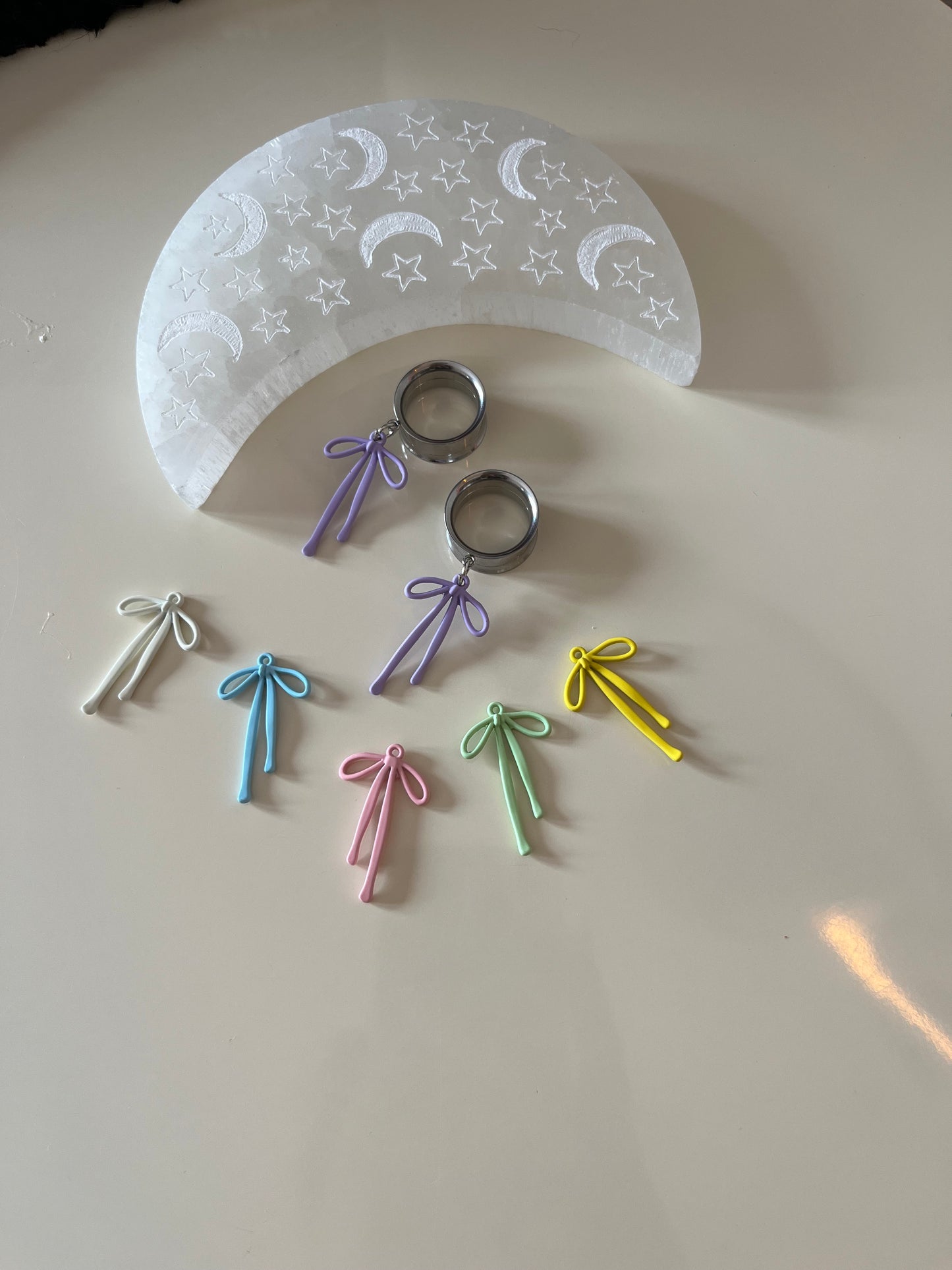 Pastel Bow Dangle Plugs